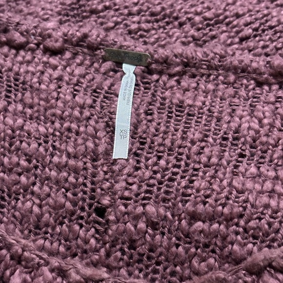Free People Pretty Pointelle Vee Sweater in Rose Glow Sz. XS - Picture 6 of 7